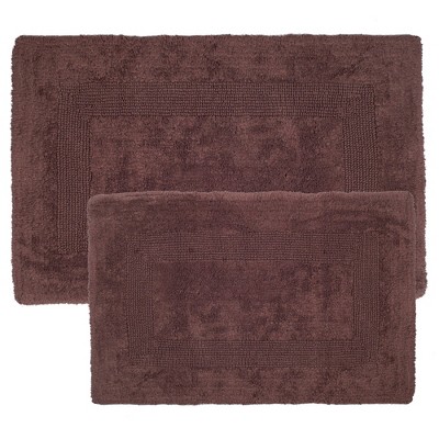 Hastings Home Cotton Bath Rug Set - Set of 2, Chocolate