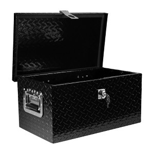 Gulches 20 Inch Black Aluminum Tool long Box Tread Flat box for Truck Car, Outdoor Trailer Pickup RV ATV Storage Tools Organizer w/ Lock Handle ,Key - 1 of 4