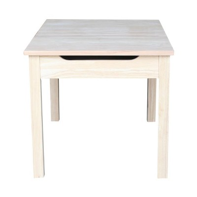 Eco-Friendly Mission Style Unfinished Wood Kids' Craft Table with Storage