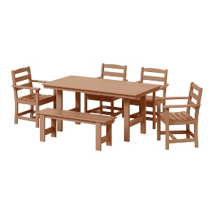 WestinTrends Ashore 6-Piece Outdoor HDPE Patio Dining Table Set with Bench - 1 of 4