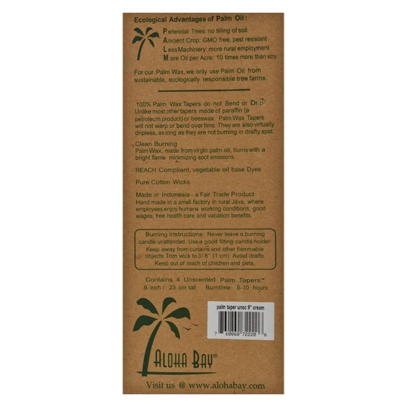 Aloha Bay Cream Unscented Palm Taper Candles - 4 ct, 2 of 3