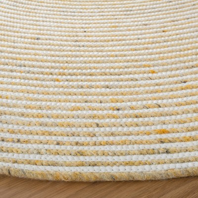 Handmade Gold and Ivory Round Wool Braided Area Rug