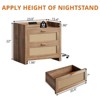 Night Stand Set of 2 Rattan Nightstands with Charging Station 23.6" Wide Boho Bedside Tables with 2 Drawers Modern Larger Nightstands, Brown - 3 of 4