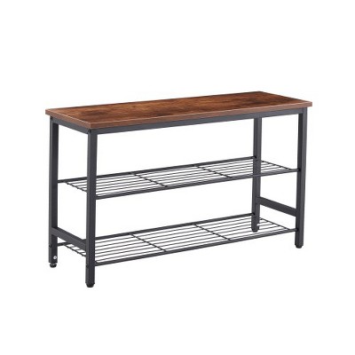 Metal Shoe Rack, Modern 3-Tier Metal Shoe Rack With Wood Top, Shoe Organizer For Closet, Entryway Shoe Bench, Shoe Storage Organizer For Hallway