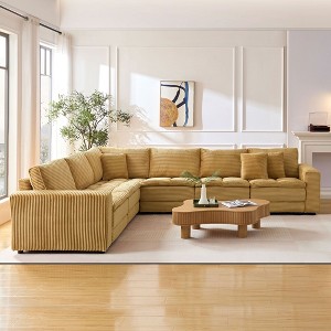 CAVINAS 4/5/6-Seater Modular Sectional Sofa,Cloud Couch Sectional,Conversible Sleeper Sofa for Living Room,3 Throw Pillows - 1 of 4