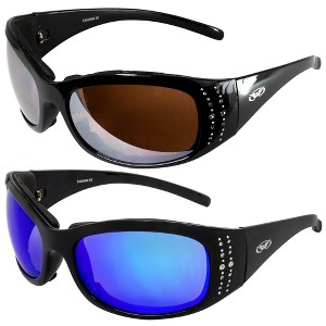 2 Pairs of Global Vision Eyewear Marilyn 2 Plus Safety Motorcycle Glasses with Brown Mirror, Blue Lenses - 1 of 4