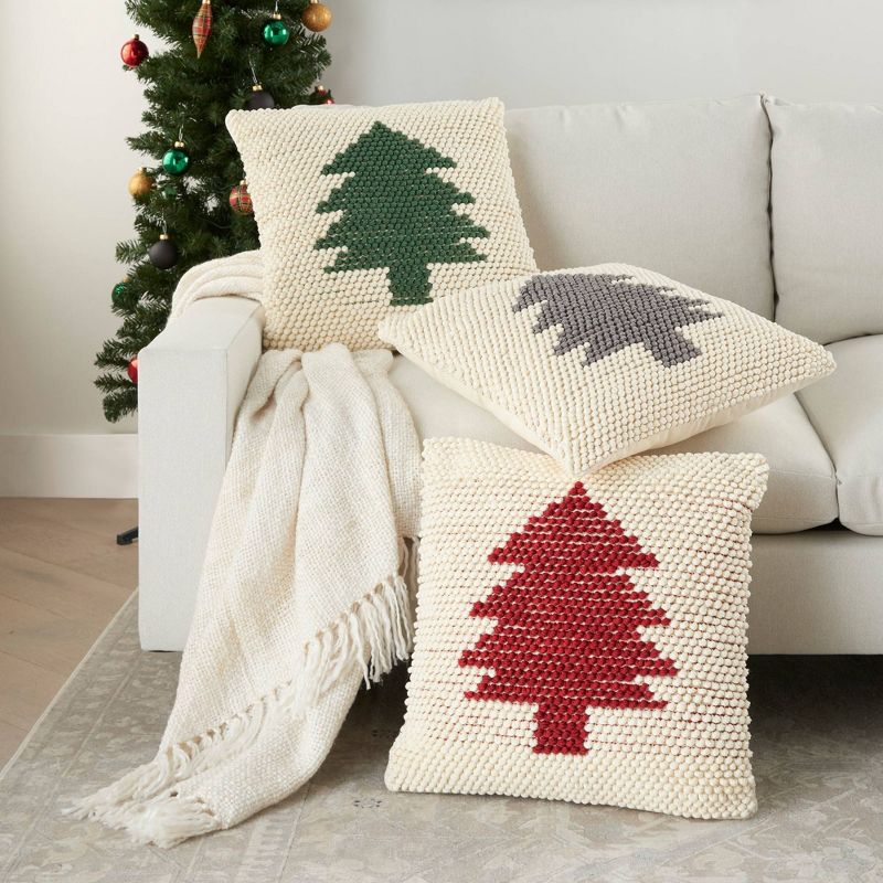 20"x20" Oversize Holiday Xmas Tree Loops Indoor Square Throw Pillow - Mina Victory, 3 of 10