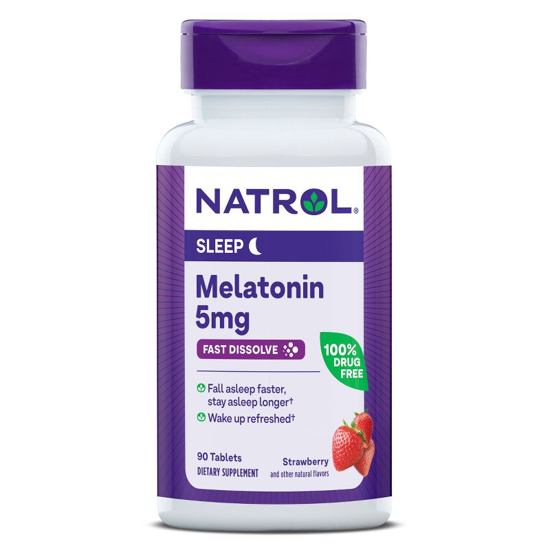 Natrol Melatonin 5mg Sleep Aid Fast Dissolve Tablets - Strawberry - 90ct, 1 of 14