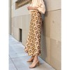 High Low Hem Flowy Skirt Brown Abstract Circles & Slit Design - 2 of 4