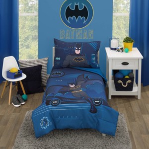 4pc Toddler Warner Bros. Batman 'Bat-Tech' Kids' Bedding Set: Batman Comforter & Sheets for Boys, Toddler Room Decor - 1 of 4