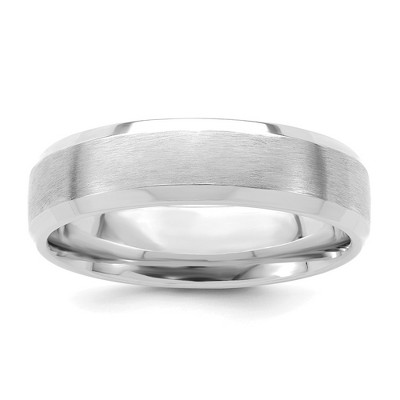 Black Bow Jewelry 6mm 14K White Gold Brushed Beveled Edge Comfort Fit Band