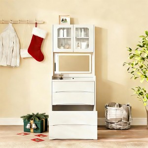 JVNOXK3-in-1 Vanity Set with LED Mirror and Storage Stool, Flip-Top Makeup Vanity with Adjustable Lighting and Storage Space - White - 1 of 4