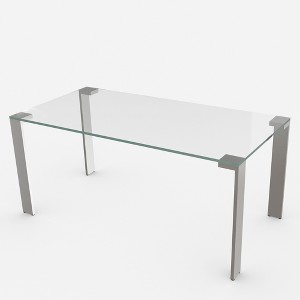 Gaoyangjiaju 66.9 Inch Tempered Glass Dining Table with Metal Legs Kitchen Dining Room Table - 1 of 4