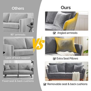 Karl Home |Linen Blend Mid-Century Modern Small Spaces Loveseat Two-Seater Sofa With Solid Wood Base - 1 of 4