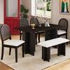 6 PCS Farmhouse Style Dining Set, Double Pedestal Base Dining Table, Bench and Chairs with Rubber Wood Frame and Cushion-Baofuwish - 2 of 4