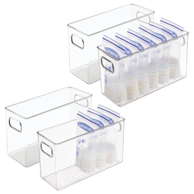Image of mDesign Plastic Breast Milk Storage Container with Handles - 4 Pack - Clear