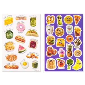 140ct Funny Food Stickers: Carlton Cards Scrapbook & Holiday Labels, Puffy Animal Theme, 8 Sheets - 1 of 4