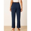 INSPIRE CHIC Women's Cotton Stretchy Elastic Waist Straight Wide-Leg Pajama Pants with Pockets - 3 of 4