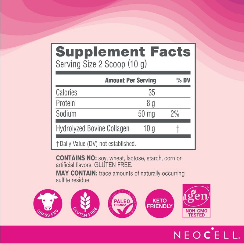 NeoCell Super Collagen Peptides for Healthy Skin, Hair, Nails and Joint Support*, Collagen Type 1 and 3,  Gluten Free, Unflavored,  14.1 Ounces, 2 of 3