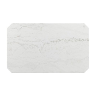 Celine White Marble and Black Wood Rectangular Dining Table