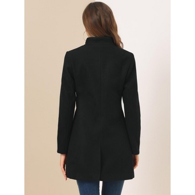 INSPIRE CHIC Women's Winter Stand Collar Single Breasted Mid-thigh Long Overcoat Medium Grey Blue — фото 4