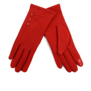 Women's Stylish Touch Screen Gloves with Button Accent & Fleece Lining