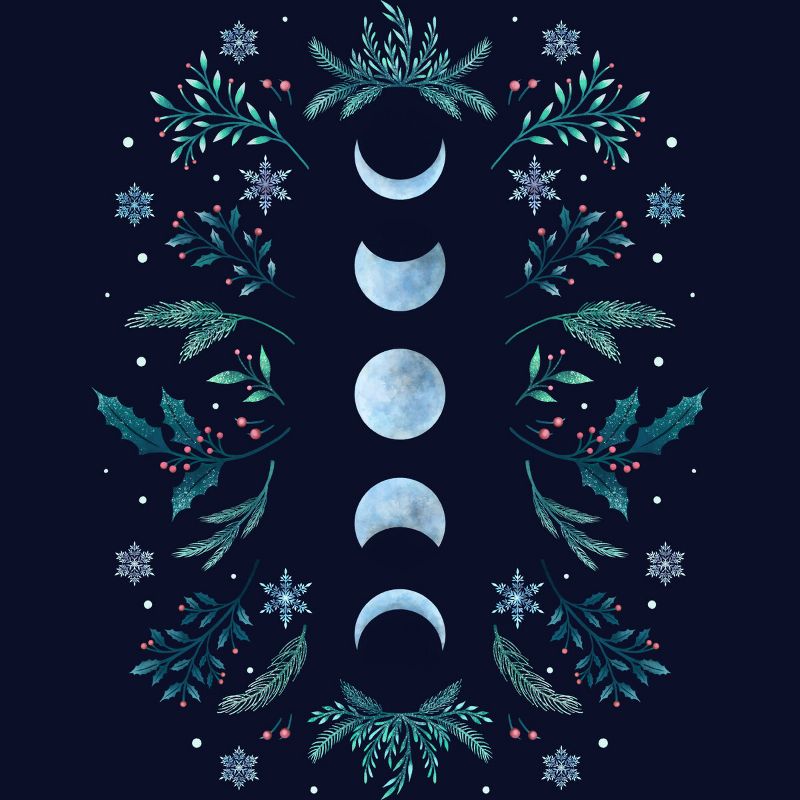 Junior's Design By Humans Moonlight Garden - Teal Snow By EpisodicDrawing T-Shirt, 2 of 4