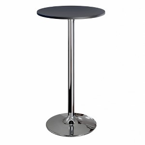 24" Spectrum Round Bar Height Table with Metal Legs Black - Winsome: Chrome Base, MDF Top, Contemporary Style - 1 of 4