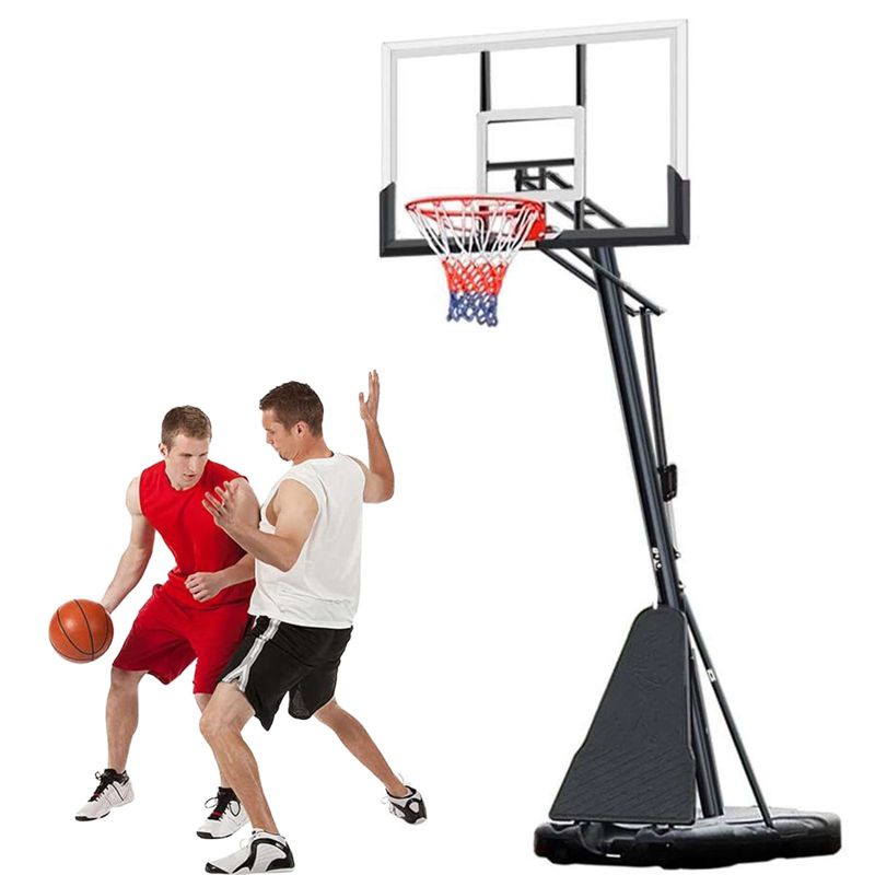 SKONYON Portable Basketball Hoop 54" Impact Stand Adjustable Height with Shatterproof Backboard Wheels for Outdoor Play, 1 of 9