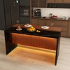 KWPZQEB 63" Modern Kitchen Island, Imitation Marble Rectangle Dining Table with LED & Grille Design for Dining Room, Living Room, Bar, Office - 3 of 4
