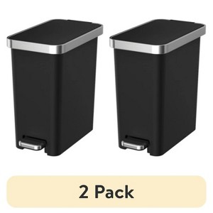 LunaLulinlk Black (2-pack) 2.5-gallon plastic step-style trash can for bedroom, bathroom and office - 1 of 4