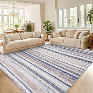 Modern Striped Rug,Farmhouse Non Slip Washable, Large Area Rug for Living Room Bedroom - 1 of 4