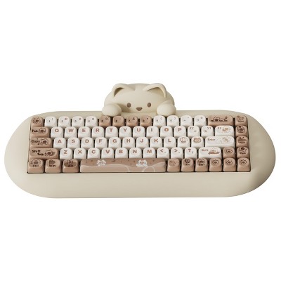 MaseiKar C68 Wireless Mechanical Keyboard,65% Layout,Hot Swap,BT5.0/2.4G/Wired,RGB Backlit,Silicone Ergonomic Design(Brown,Cocoa Cream V2 Switch)