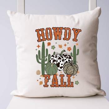 City Creek Prints Howdy Fall Cactus Canvas Pillow Cover - Natural