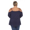Plus Size Cold Shoulder Ruffle Sleeve Top -White Mark - 3 of 4