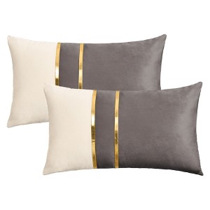 REGALWOVEN Velvet Soft Decorative Square Patchwork Throw Pillow Covers  2 Pcs - 1 of 4