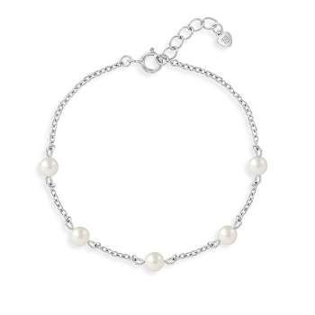 Girl's Chain & Freshwater Pearl Satelite Bracelet Sterling Silver - In Season Jewelry