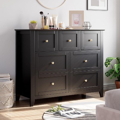 Coucheta 7-Drawer Wood Finish Dresser - Waterproof & Scratch-Resistant Storage Organizer with Anti-Tip Safety