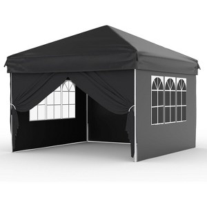 10x10 FT Portable Pop Up Canopy Tent with 4 Removable Waterproof Sidewalls, Easy Setup Outdoor Shelter for Beach, Camping, Backyard - 1 of 4