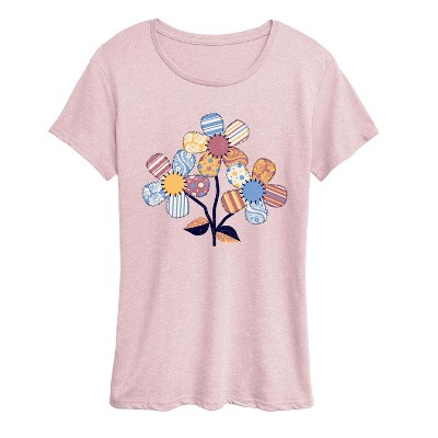 Women's - Instant Message - Patchwork Flowers Short Sleeve Graphic T-Shirt