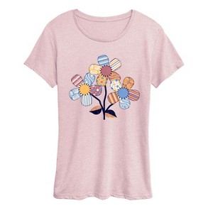 Women's - Instant Message - Patchwork Flowers Short Sleeve Graphic T-Shirt - 1 of 4