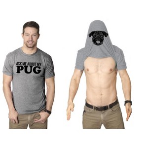 Ask Me About My Pug Face Flip T Shirt Funny Dog Dad Lover Owner Gift Hilarious - Crazy Dog Men's T Shirt - 1 of 4
