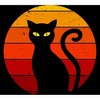 Junior's Design By Humans Vintage Retro Sunset Halloween Black Cat I By lemonpepper T-Shirt - 2 of 3