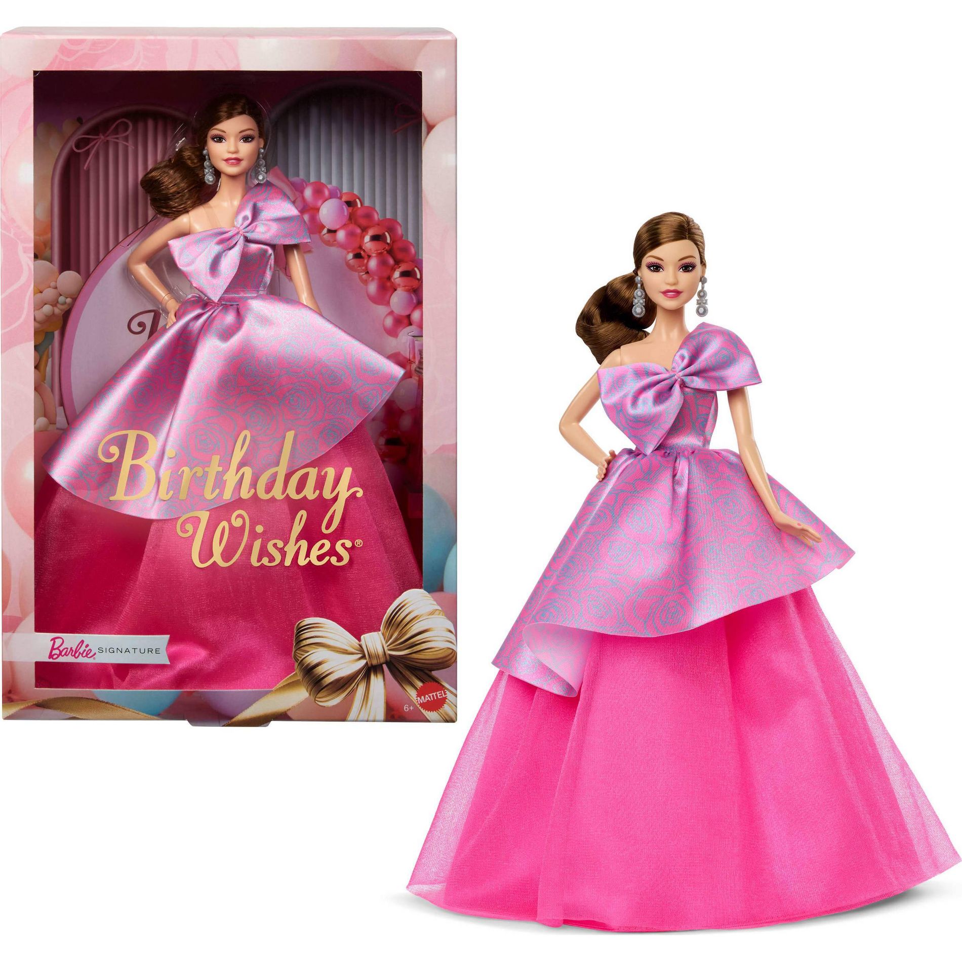 Barbie Signature Birthday Wishes Doll, Collectible 13" Fashion Doll in Satiny Pink Dress