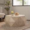 Modern Octagon Coffee Table with Fir Wood Top, No-Assembly Accent Center Table with Wood Grain Finish for Living Room or Apartment–The Pop Home - 2 of 4