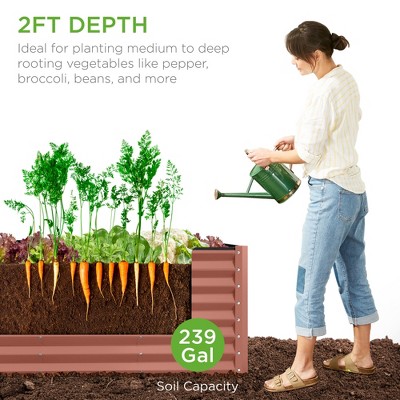 Terracotta Rectangular Steel Raised Garden Bed Planter Box