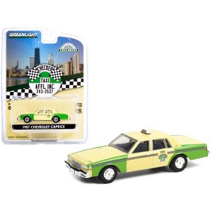 1987 Chevrolet Caprice Yellow and Green "Chicago Checker Taxi Affl Inc." "Hobby Exclusive" 1/64 Diecast Model Car by Greenlight - 1 of 3