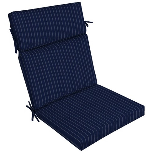 Navy Woven Stripe Outdoor Dining Chair Cushion Blue Arden