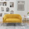 SEYNAR Modern Glam Comfy 50" Metal Legs Curved Sofa 2 Seaters Loveseat with Tufted Back - 3 of 4