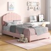 Infans Kids Twin Platform Bed Frame Upholstered Twin Size Bed w/ Wooden Slats Support - 3 of 4